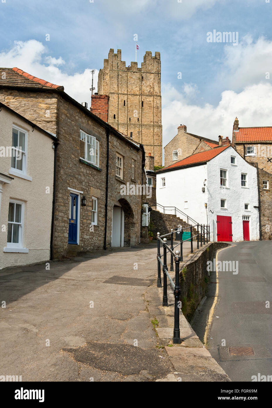 Richmond Castle Keep towering above the surrounding houses in the