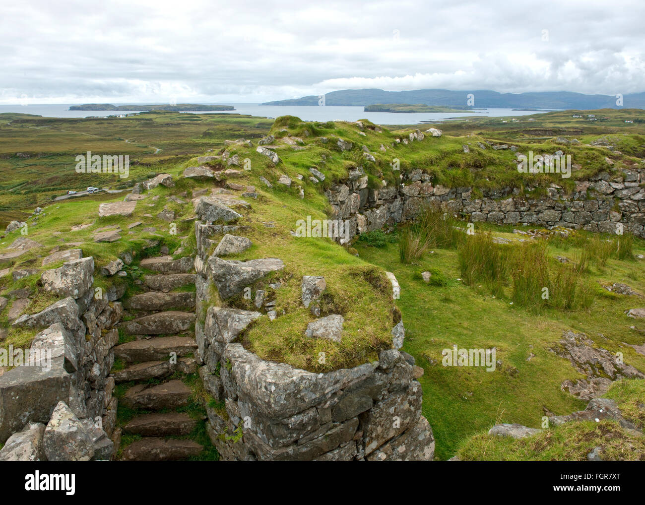 Ancient ruins of a Pictish Dun Beag broch round house on the Isle of ...