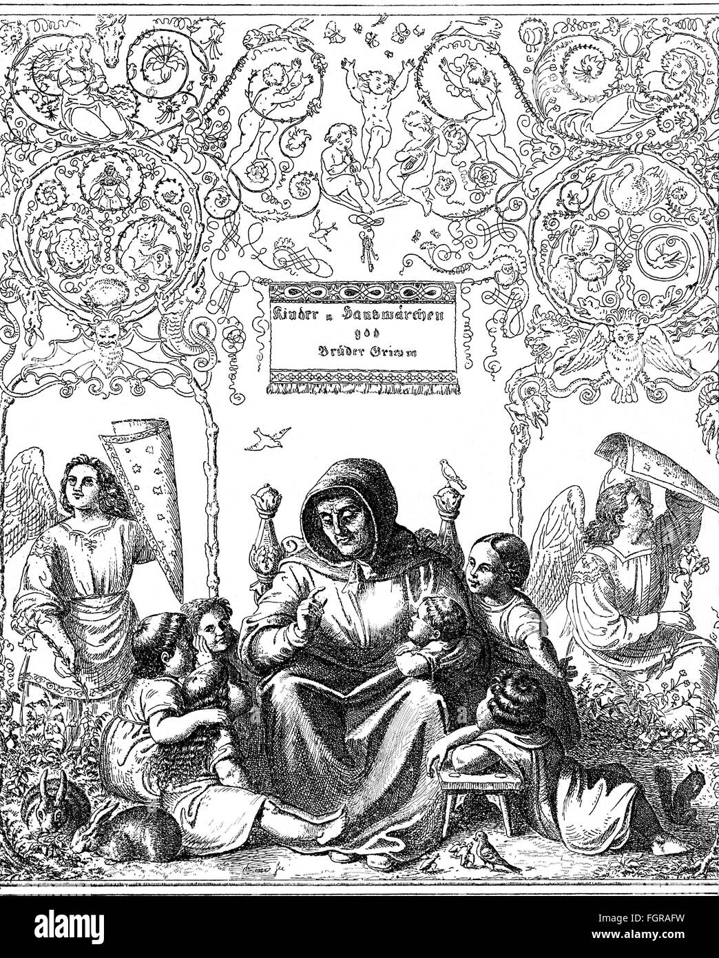 literature, fairy tales, storyteller, etching by Ludwig Emil Grimm