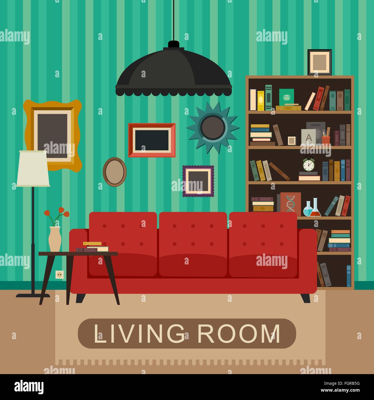 Living room interior Stock Vector Image & Art - Alamy