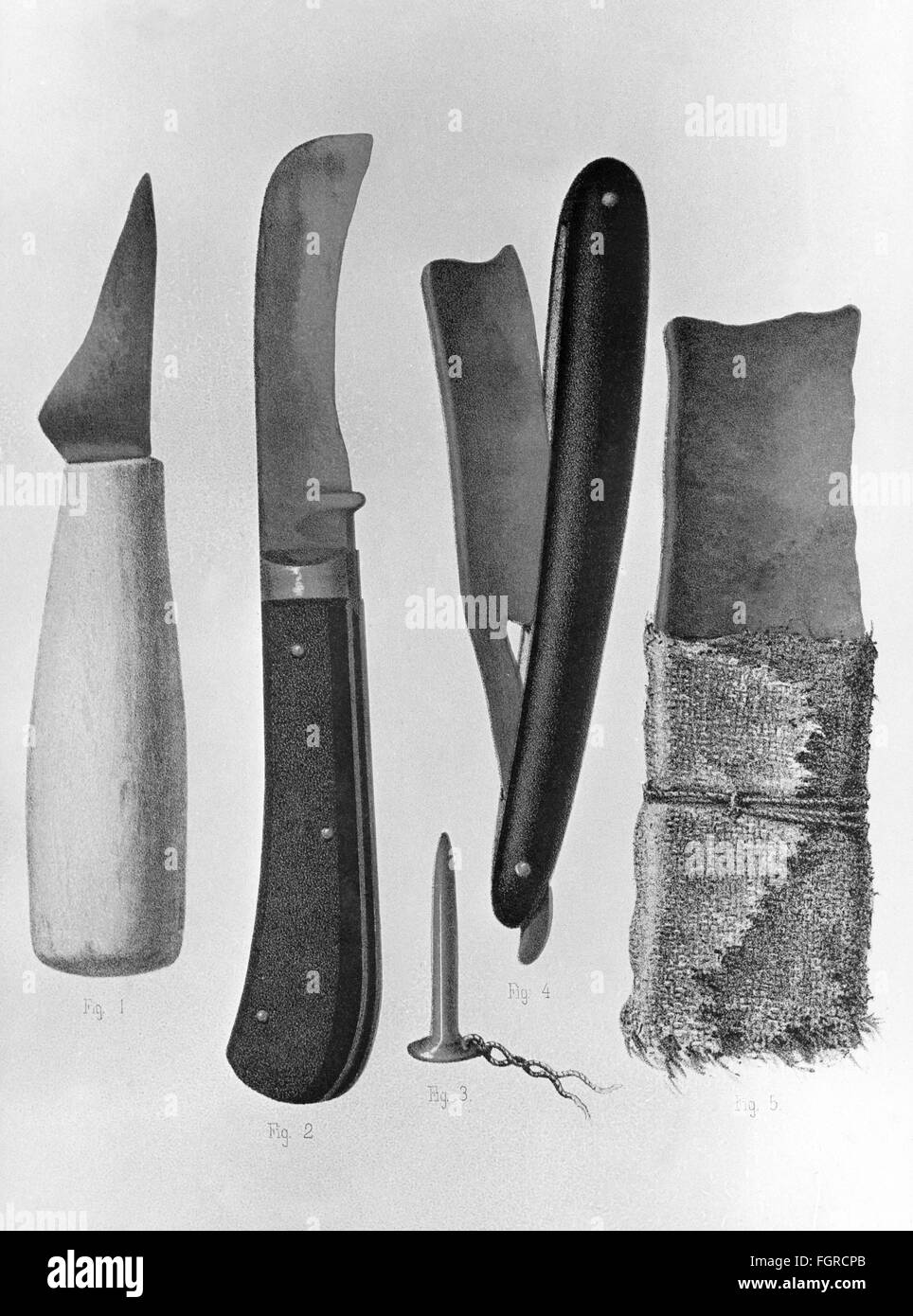 medicine, instruments / equipment, knives for self-castration, drawing, 20th century, 20th century, graphic, graphics, knife, knives, razor, nail, nails, cutting, cut, cuts, castration, castrations, emasculation, emasculations, religion, religions, object, objects, stills, medicine, medicines, instrument, instruments, devices, device, historic, historical, Additional-Rights-Clearences-Not Available Stock Photo