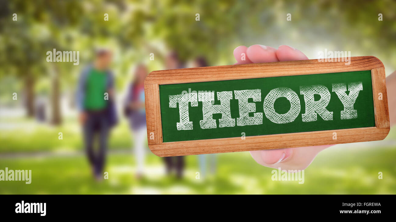 Theory against froup of college students walking in the park Stock ...