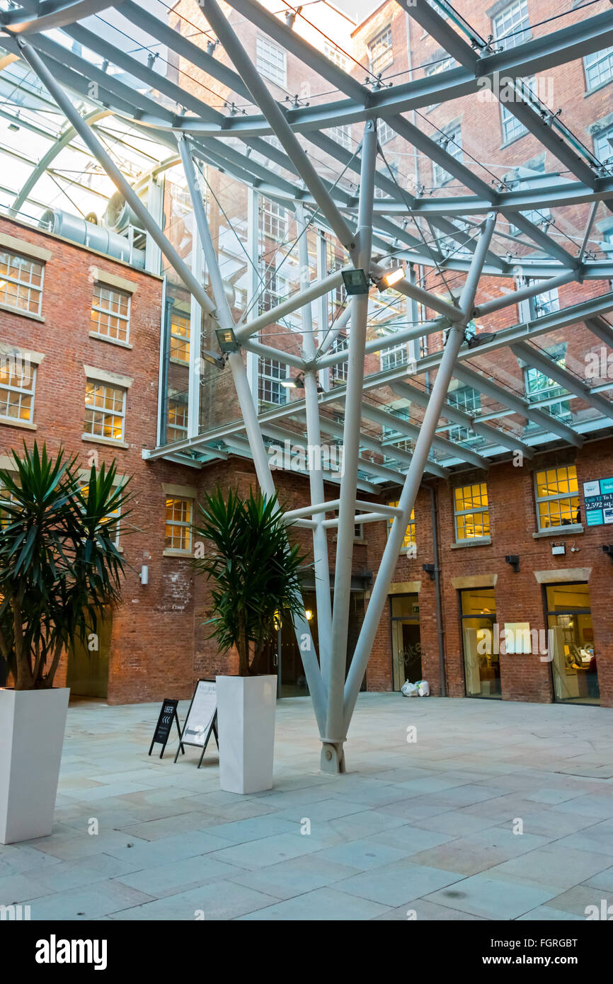 The atrium in the refurbished Royal Mills complex, Redhill Street, New