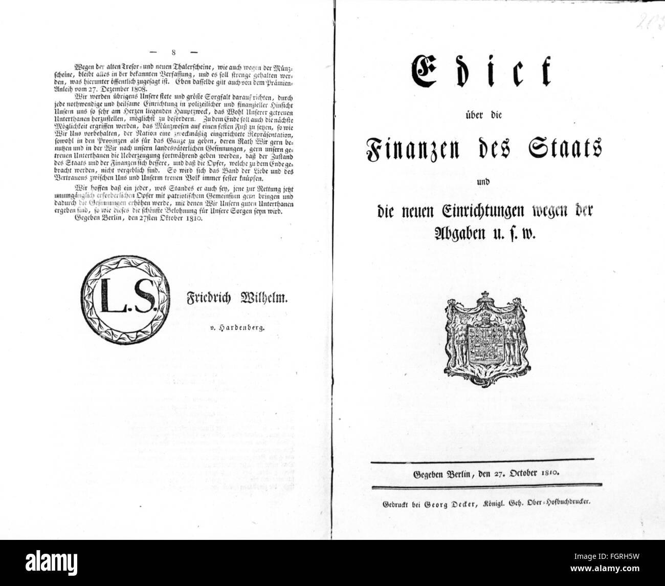 politics, law, Germany, Prussia, edict on the Finances of the State