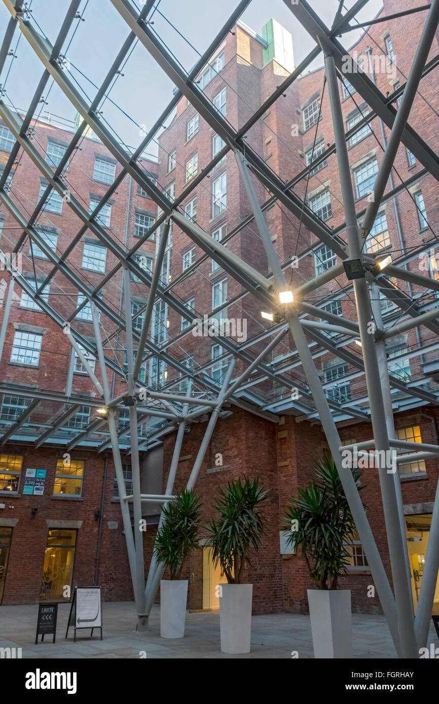The atrium roof in the refurbished Royal Mills complex, Redhill Street