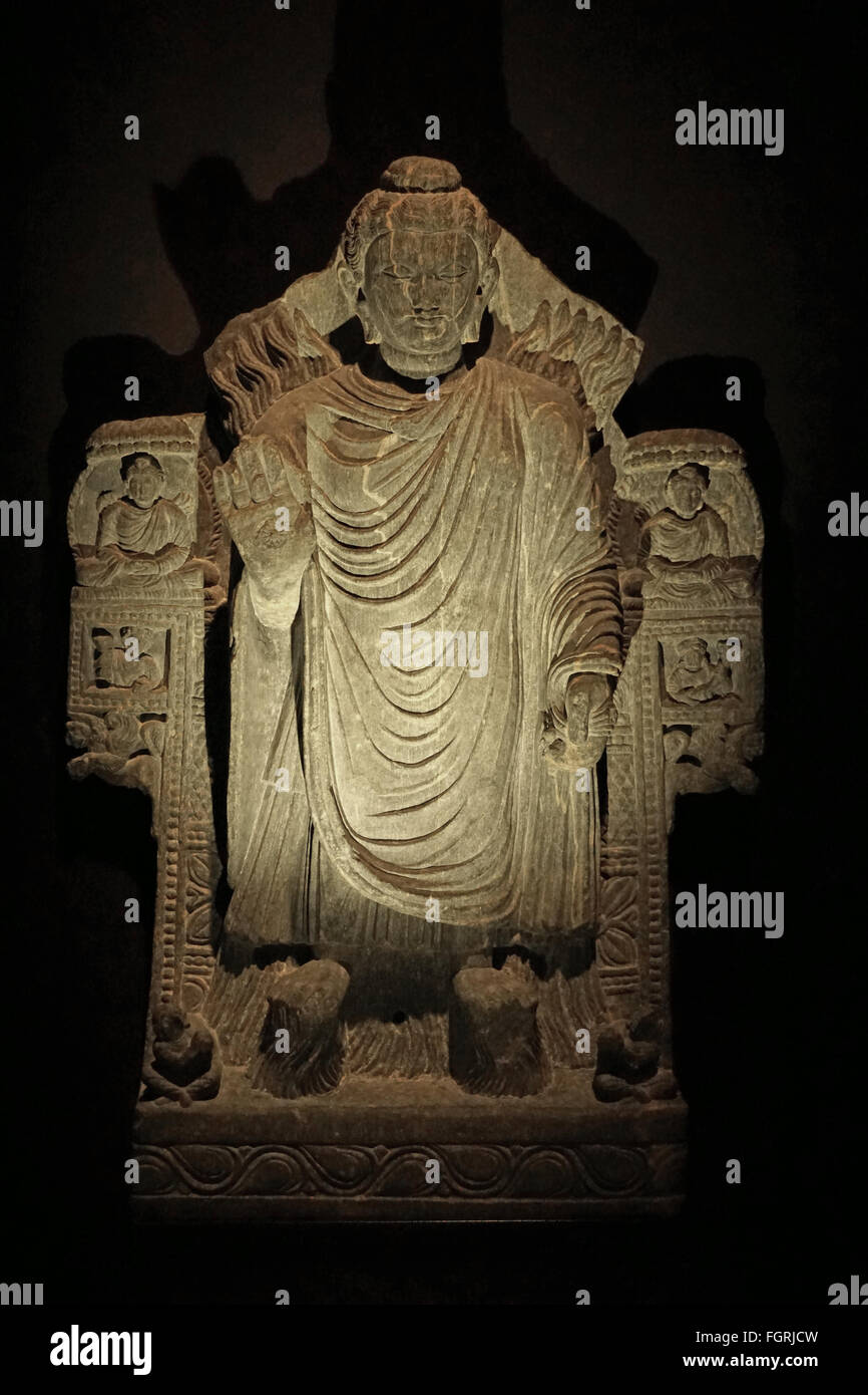 Buddha North west pakistan schist Gandhara second-third century Stock Photo