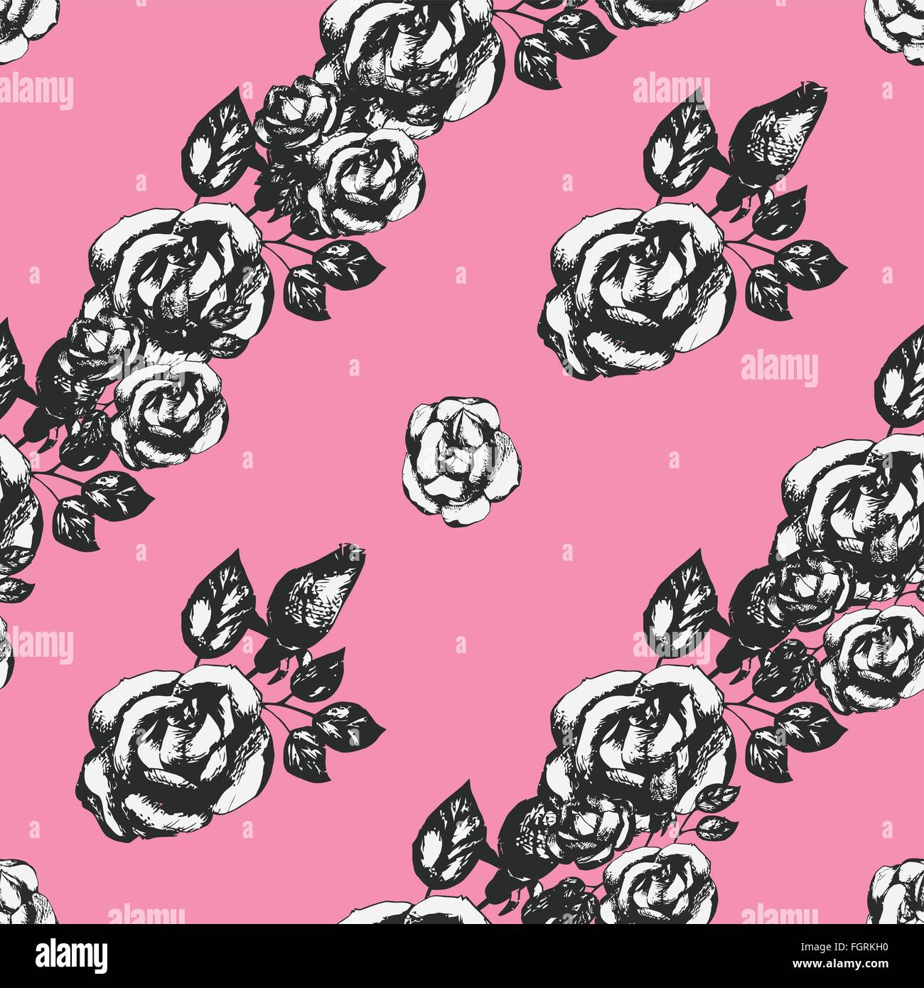 Vintage black and white rose pattern Stock Vector Image & Art - Alamy