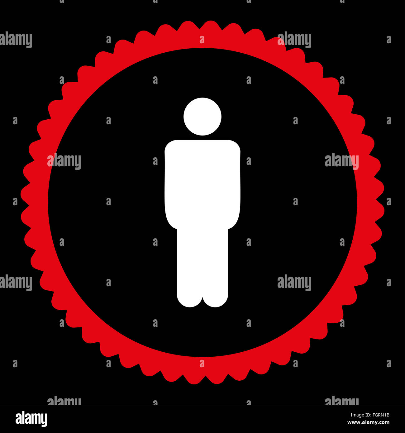 Man flat red and white colors round stamp icon Stock Photo - Alamy