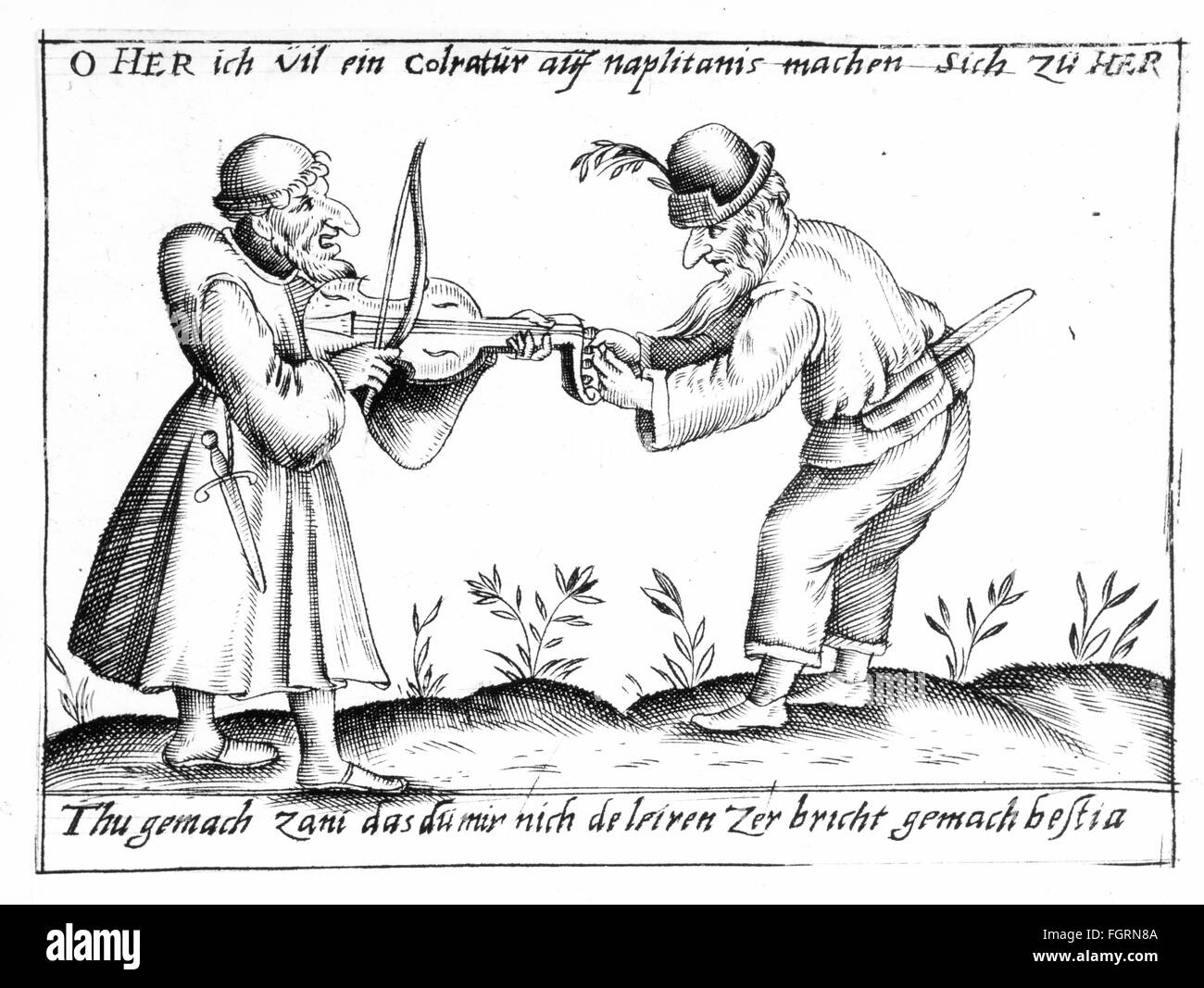 music,caricature,musician,rebec playing monk let have his instrument adjusted,series of farces of Italian comedians,copper engraving by Cornelius Met,mid 16th century,Theatermuseum,Munich,jesters,jester,Italy,chordophone,musical instrument,musical instruments,stringed instrument,stringed instruments,string instruments,bowed instrument,string instrument,bowed instruments,the strings,satire,people,men,man,male,caricature,caricatures,playing,play,monk,monks,adjust,adjusting,farce,farces,comic,comedian,comics,comedians,histo,Additional-Rights-Clearences-Not Available Stock Photo