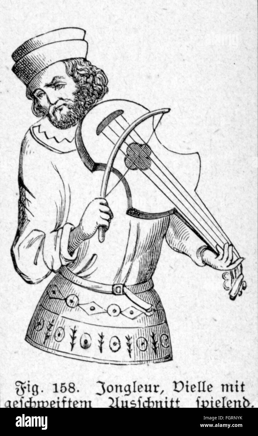 music, musician, violin player, after manuscript, France, 15th century, wood engraving, 19th century, violinist, violinists, violin player, violin, violins, musical instrument, musical instruments, chordophone, stringed instrument, stringed instruments, string instruments, bowed instrument, string instrument, bowed instruments, the strings, bows, bow, Middle Ages, Gothic style, Gothic period, people, man, men, male, manuscript, script, manuscripts, scripts, historic, historical, Additional-Rights-Clearences-Not Available Stock Photo