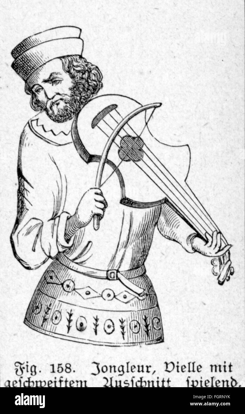 music, musician, violin player, after manuscript, France, 15th century ...