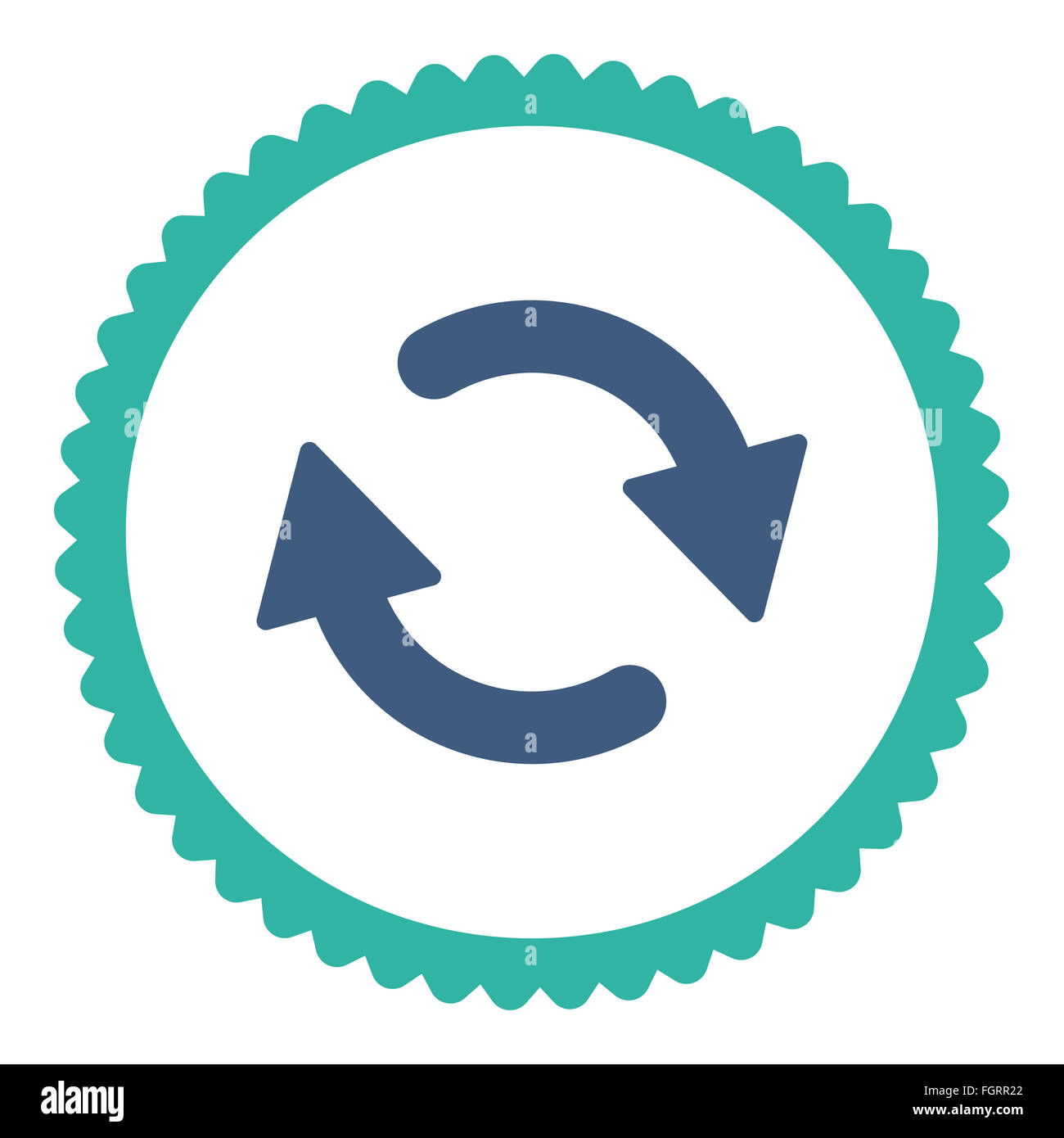 Refresh flat cobalt and cyan colors round stamp icon Stock Photo - Alamy