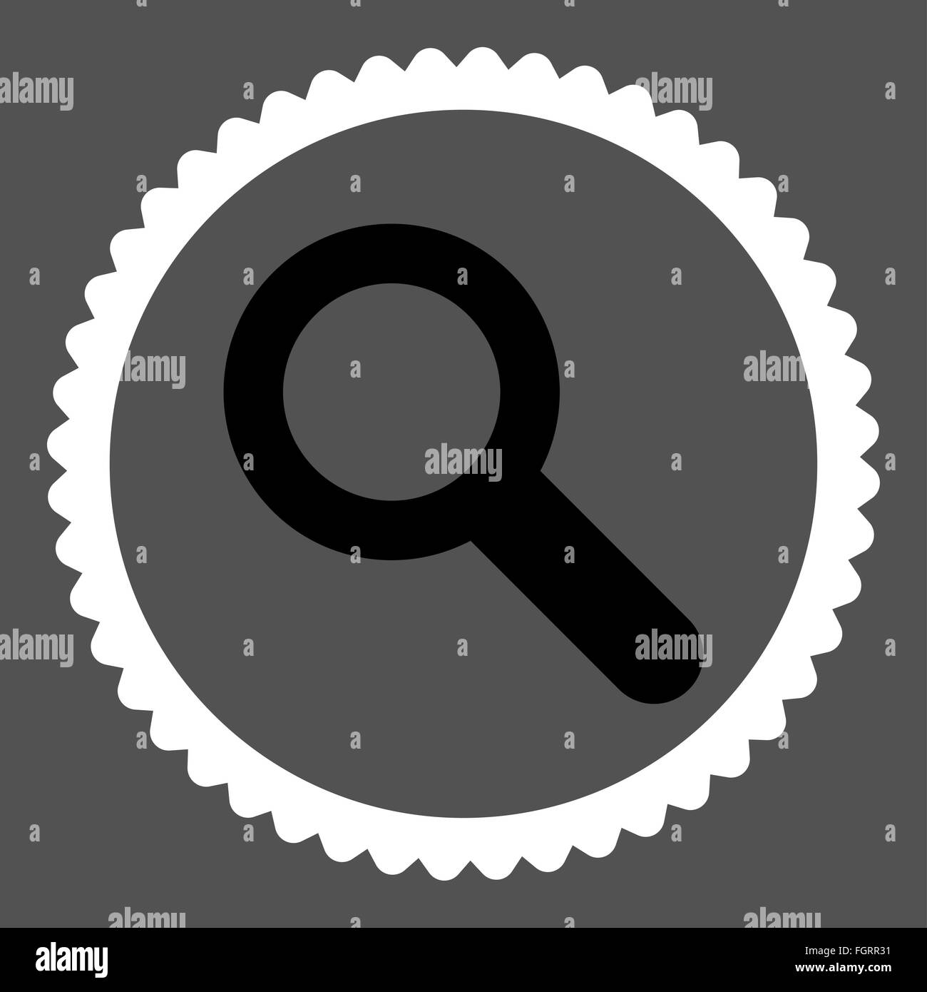 Search flat black and white colors round stamp icon Stock Photo - Alamy