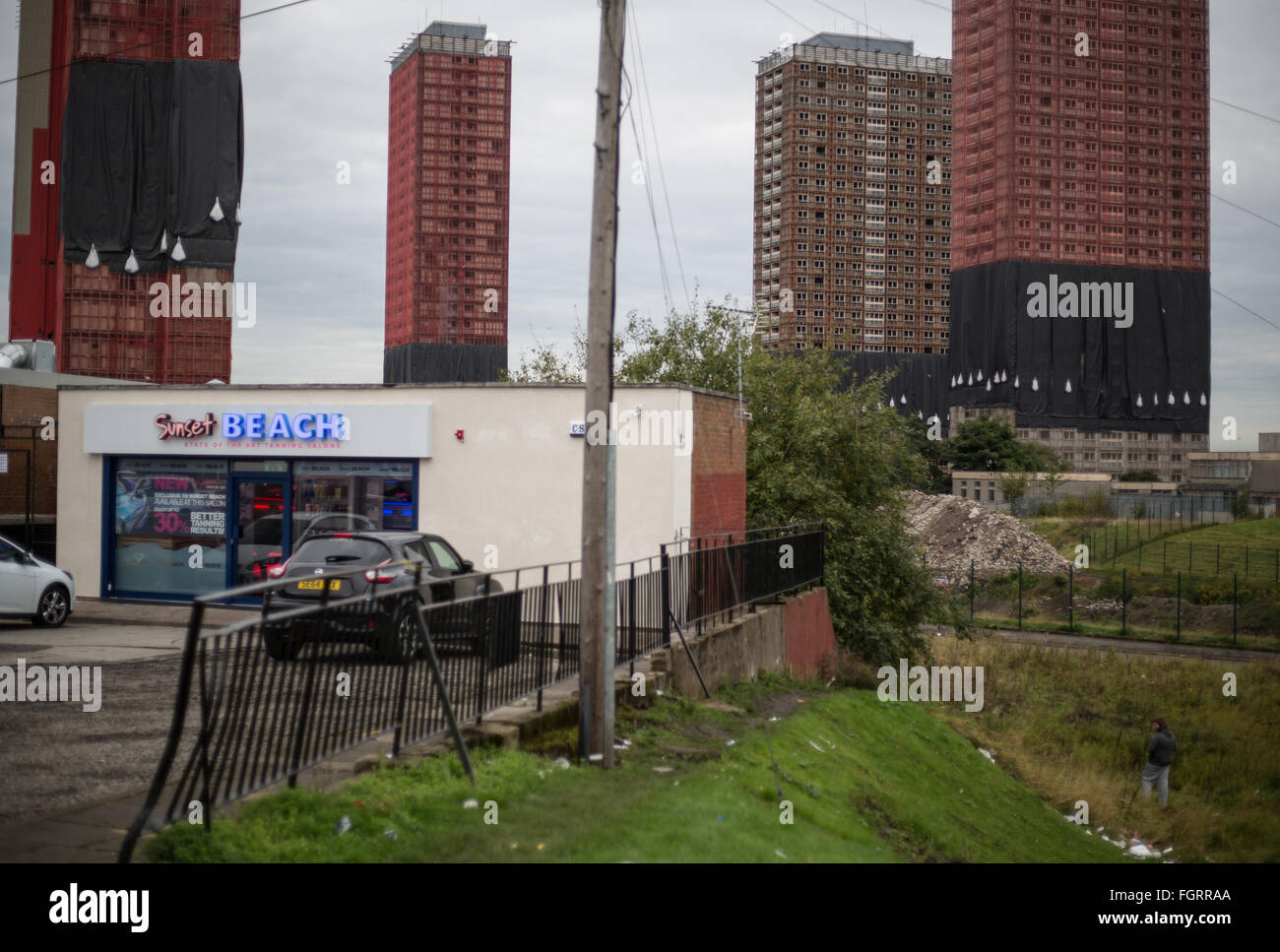 Red Road flats one day prior to their demolition, in Balornock, in