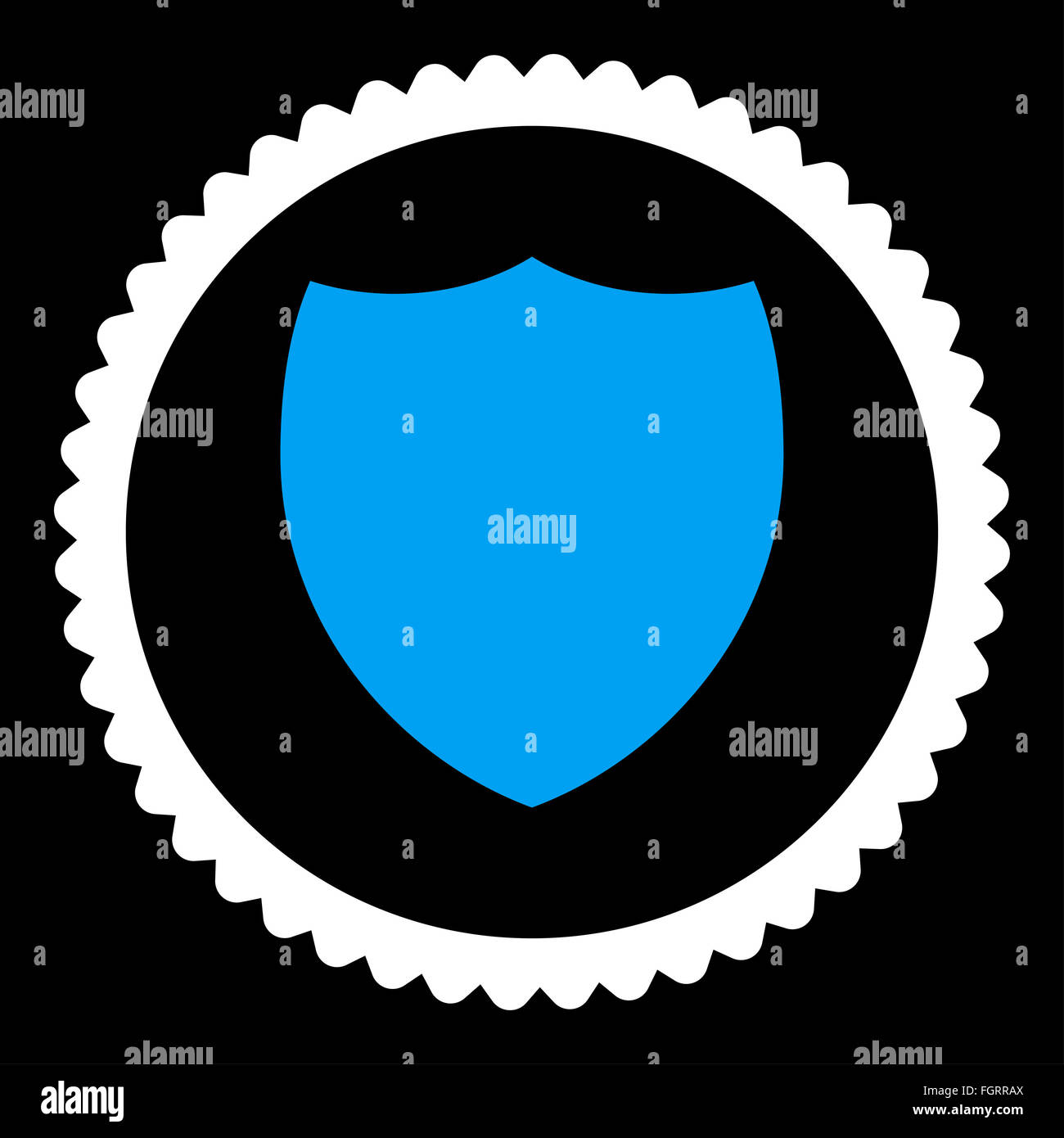 Shield flat blue and white colors round stamp icon Stock Photo - Alamy