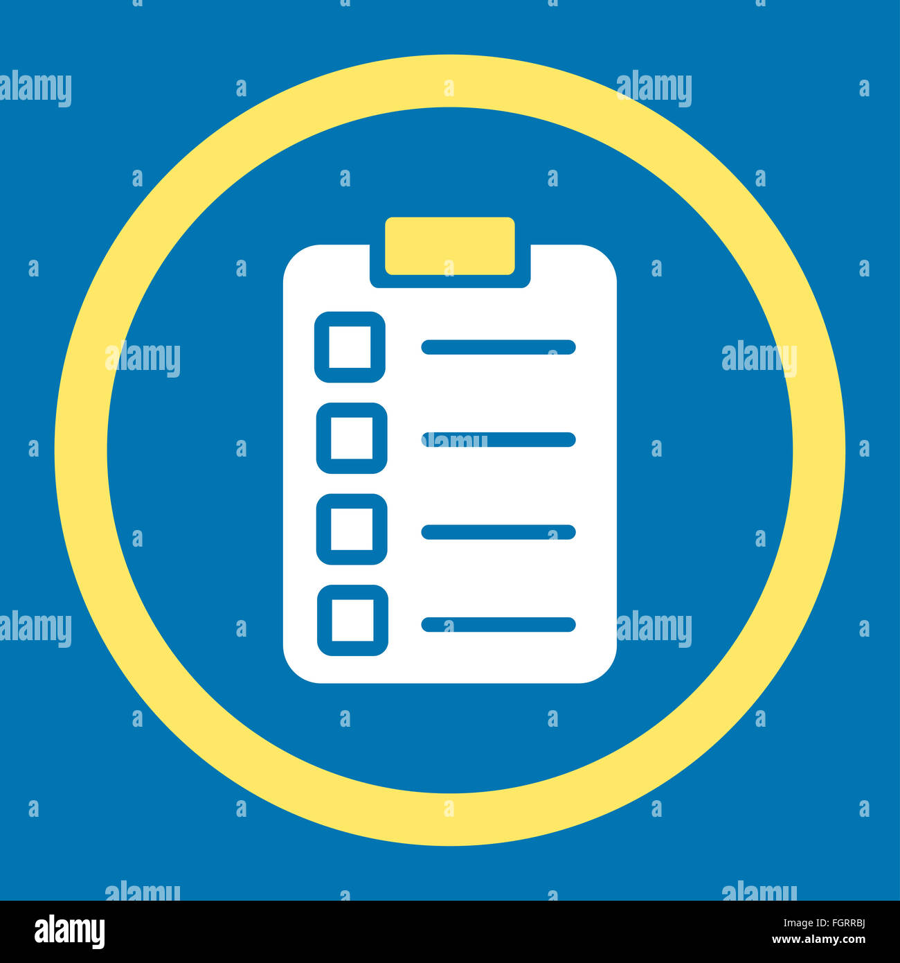 Test task flat yellow and white colors rounded vector icon Stock Photo ...