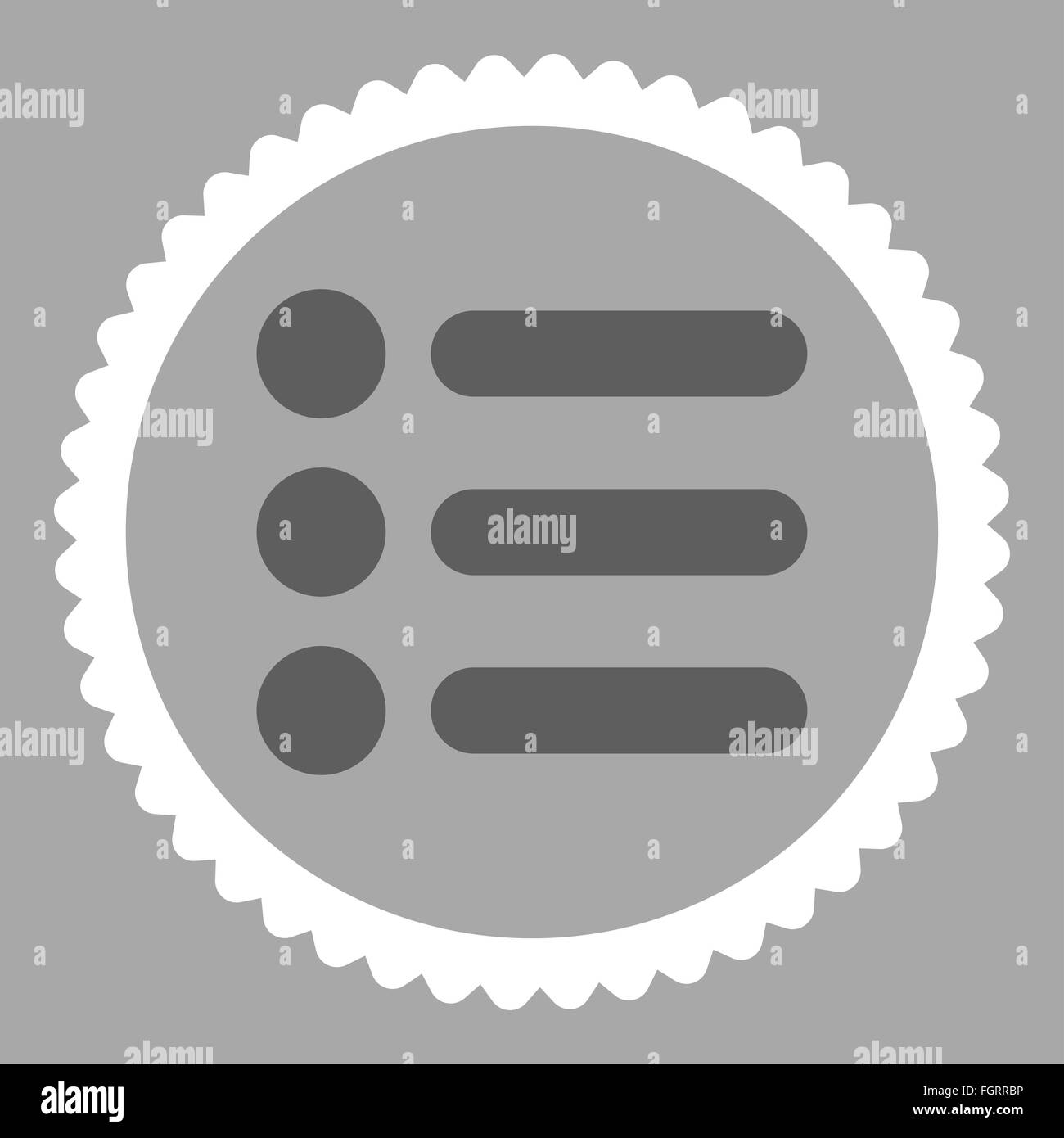 Items flat dark gray and white colors round stamp icon Stock Photo - Alamy