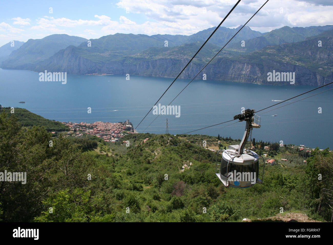 The cable car from Malcesine on the shore of Lake Garda in Northern