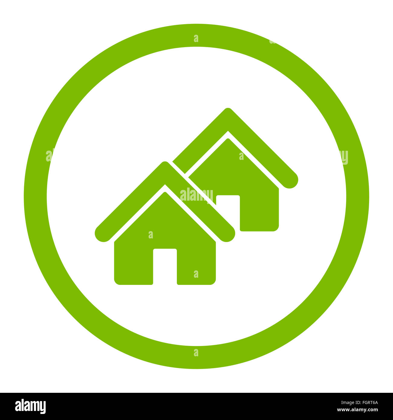 Realty flat eco green color rounded vector icon Stock Photo - Alamy