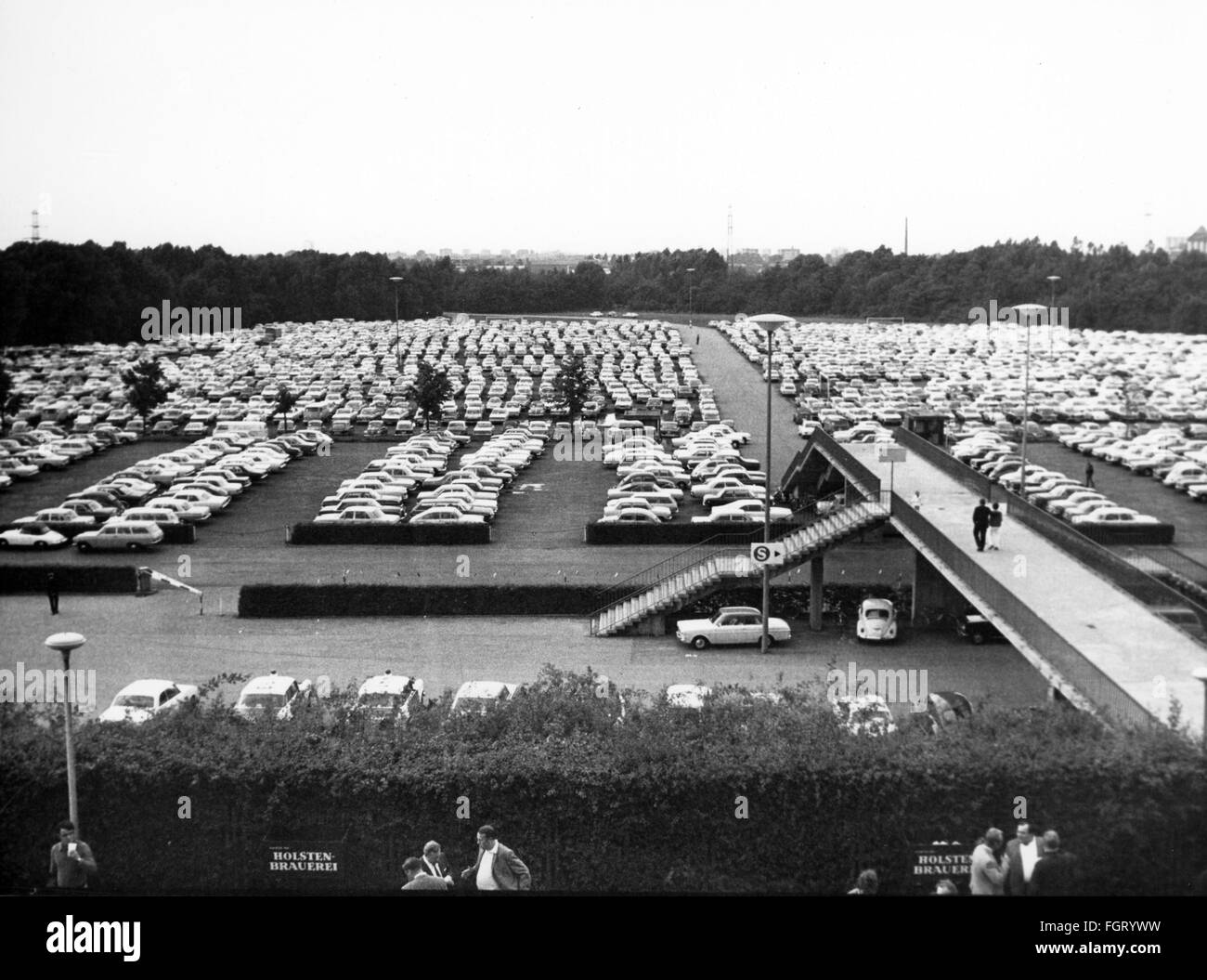 geography / travel, Germany, Hamburg, squares, parking space of the Volksparkstadion, 1970, Additional-Rights-Clearences-Not Available Stock Photo