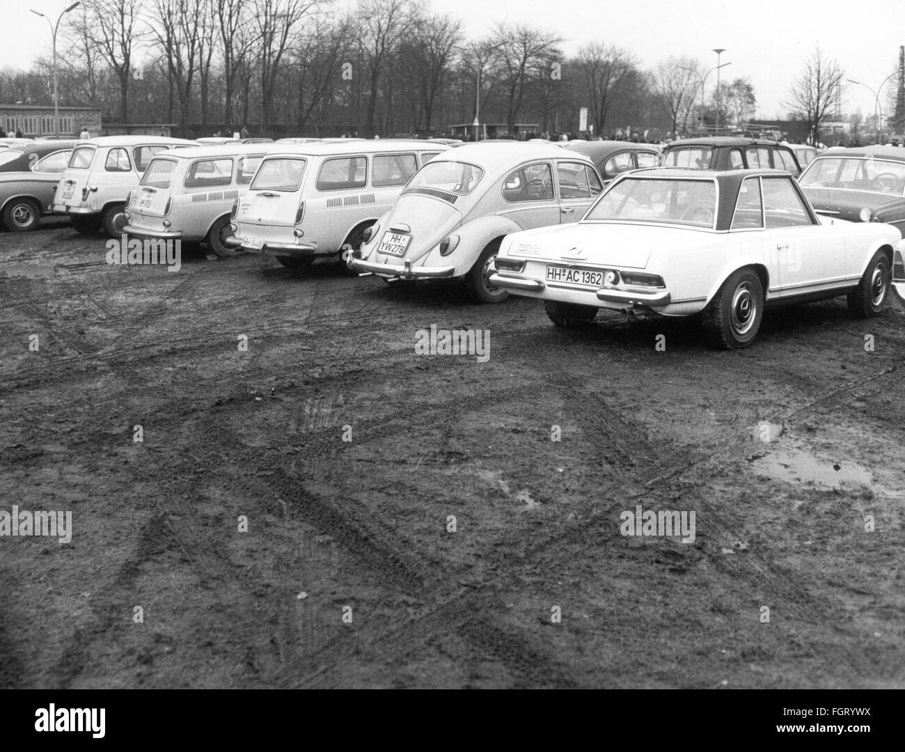 geography / travel, Germany, Hamburg, squares, parking space of the Volksparkstadion, 1971, Additional-Rights-Clearences-Not Available Stock Photo