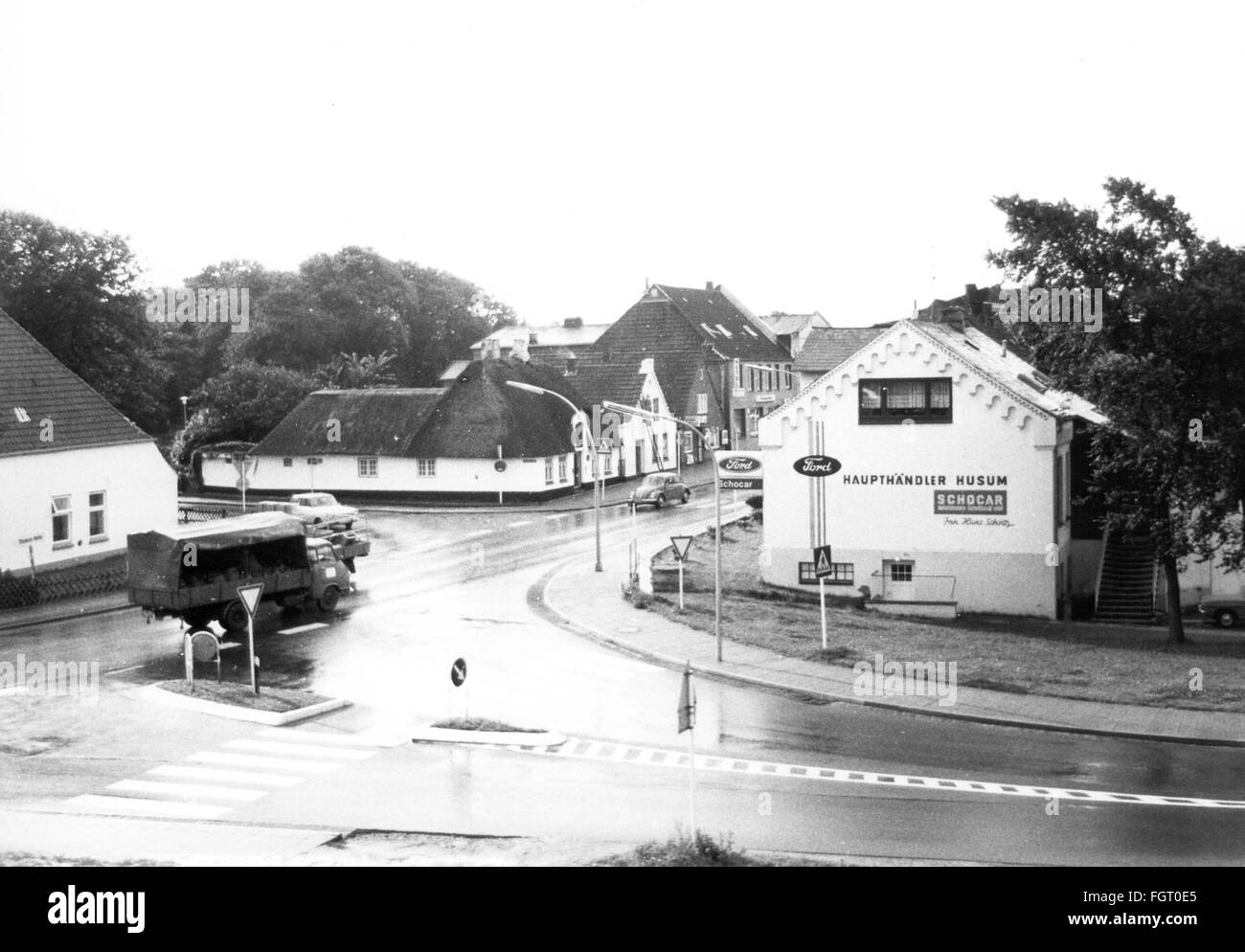 geography / travel, Germany, Husum, transport / transportation, streets, junction, view, 1972, Additional-Rights-Clearences-Not Available Stock Photo