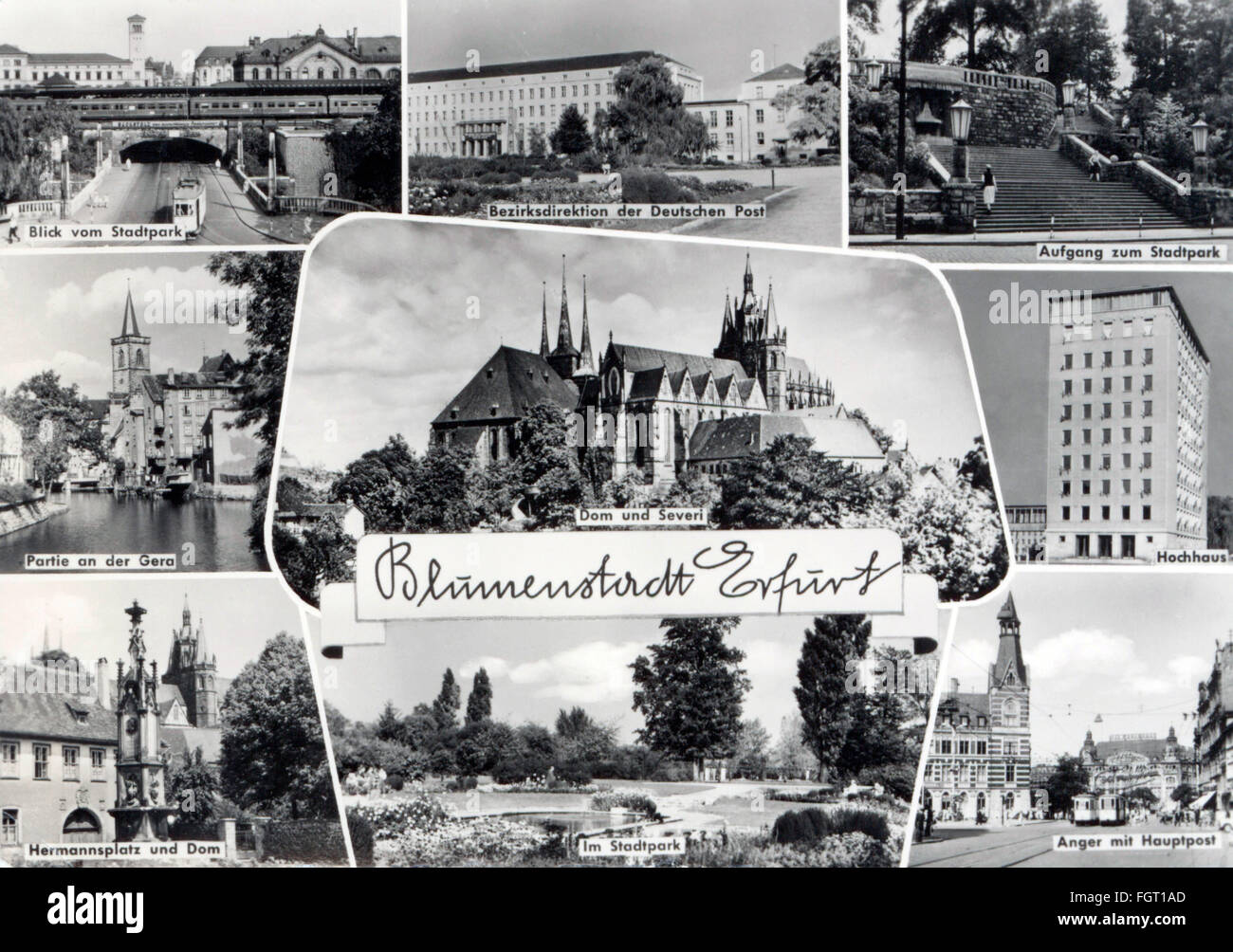 geography / travel, Germany, Erfurt, picture postcard, 'Blumenstadt Erfurt', picture postcard, VEB Bild und Heimat Reichenbach, postmarked, 28.8.1967, Additional-Rights-Clearences-Not Available Stock Photo