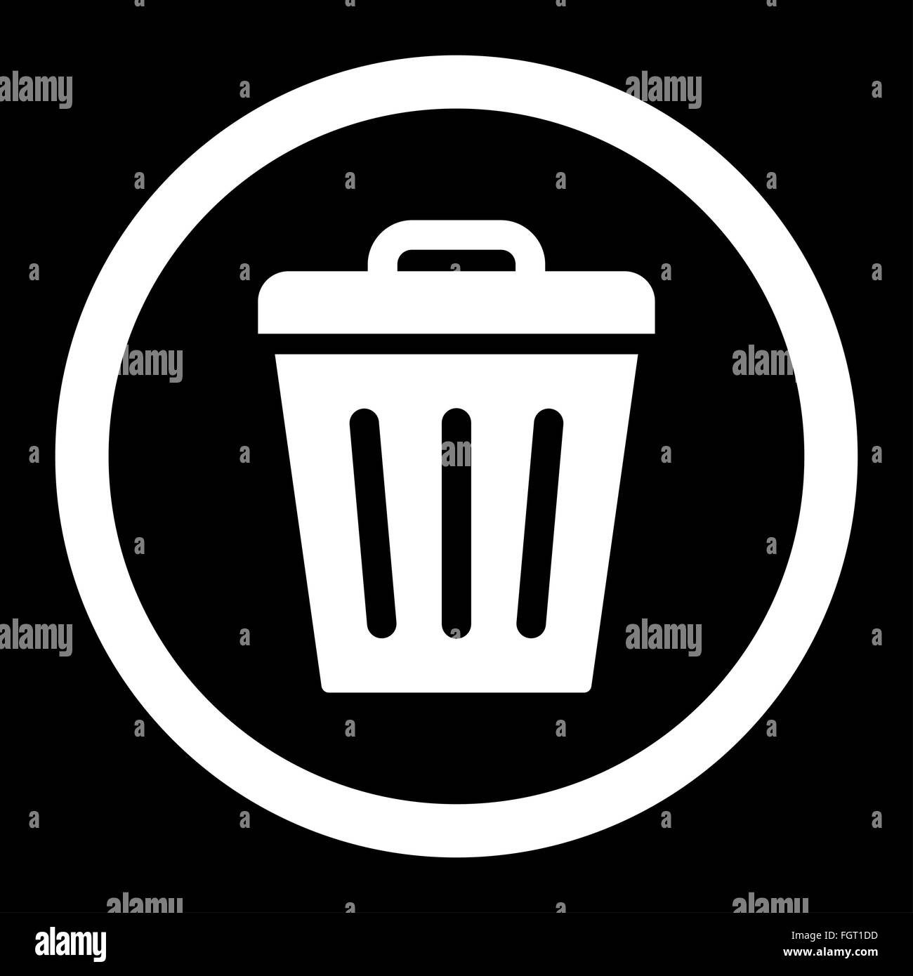 Trash Can flat white color rounded vector icon Stock Photo - Alamy