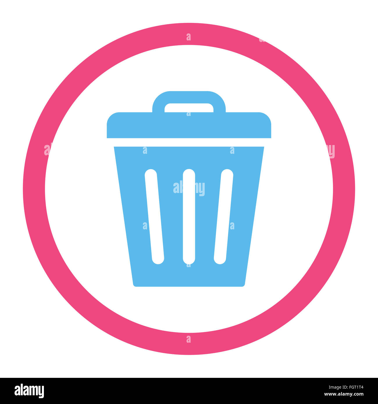 Trash Can flat pink and blue colors rounded vector icon Stock Photo