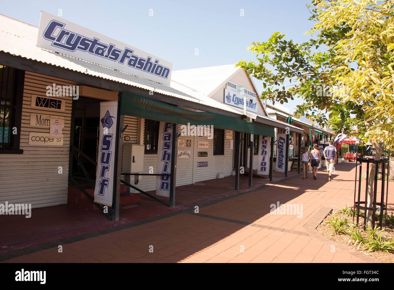 A row of small shops on Carnarvon Street  in Broom. It is coastal, pearling and tourist town in the Kimberley region, Western Au Stock Photo