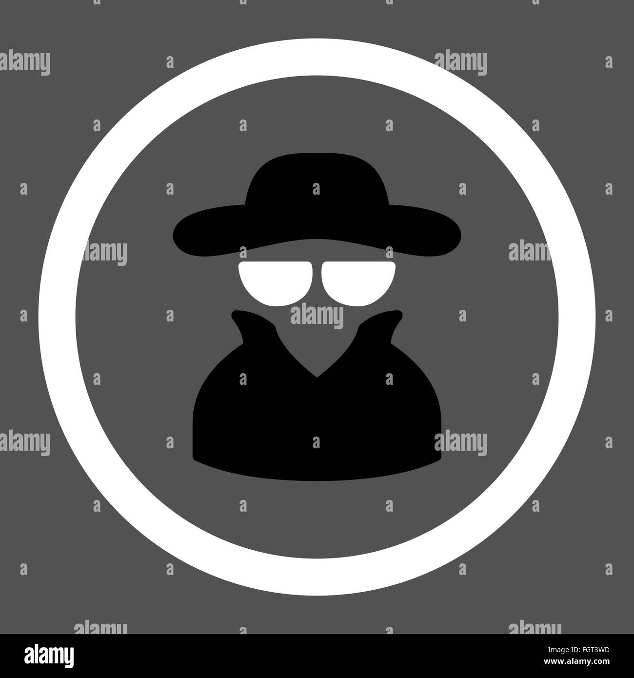 Spy flat black and white colors rounded glyph icon Stock Photo - Alamy