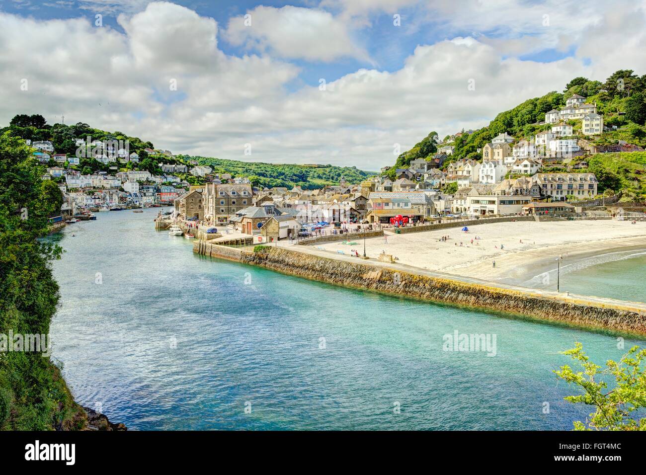 Looe Harbour Entrance - Cornwall Holiday Stock Photo