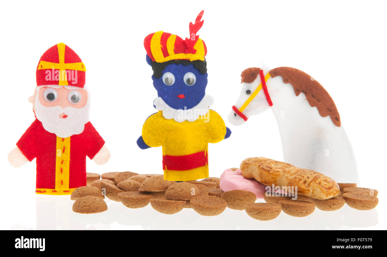 Handmade puppets and typical candy for Dutch Sinterklaas holidays Stock Photo