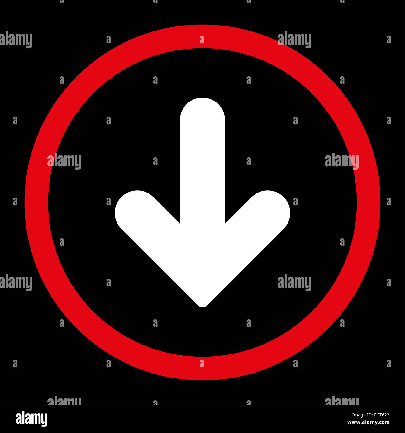 Arrow Down flat red and white colors rounded vector icon Stock Photo ...