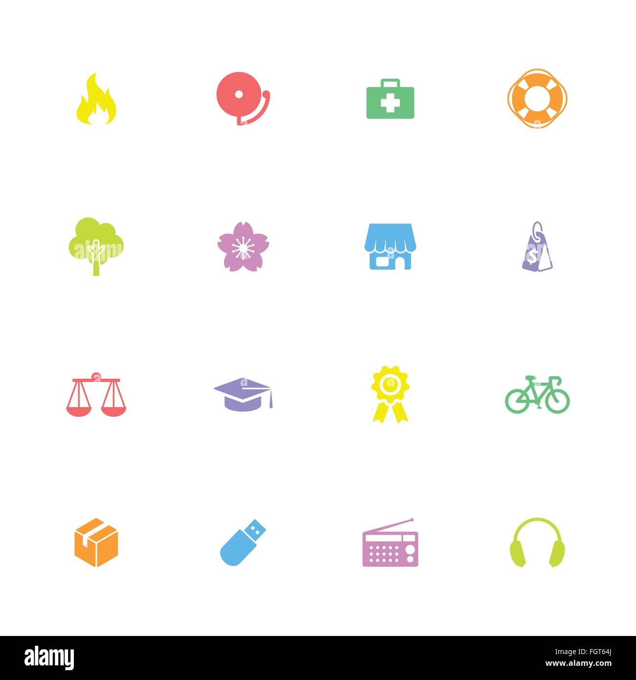 Alarm flat icon set hi-res stock photography and images - Alamy
