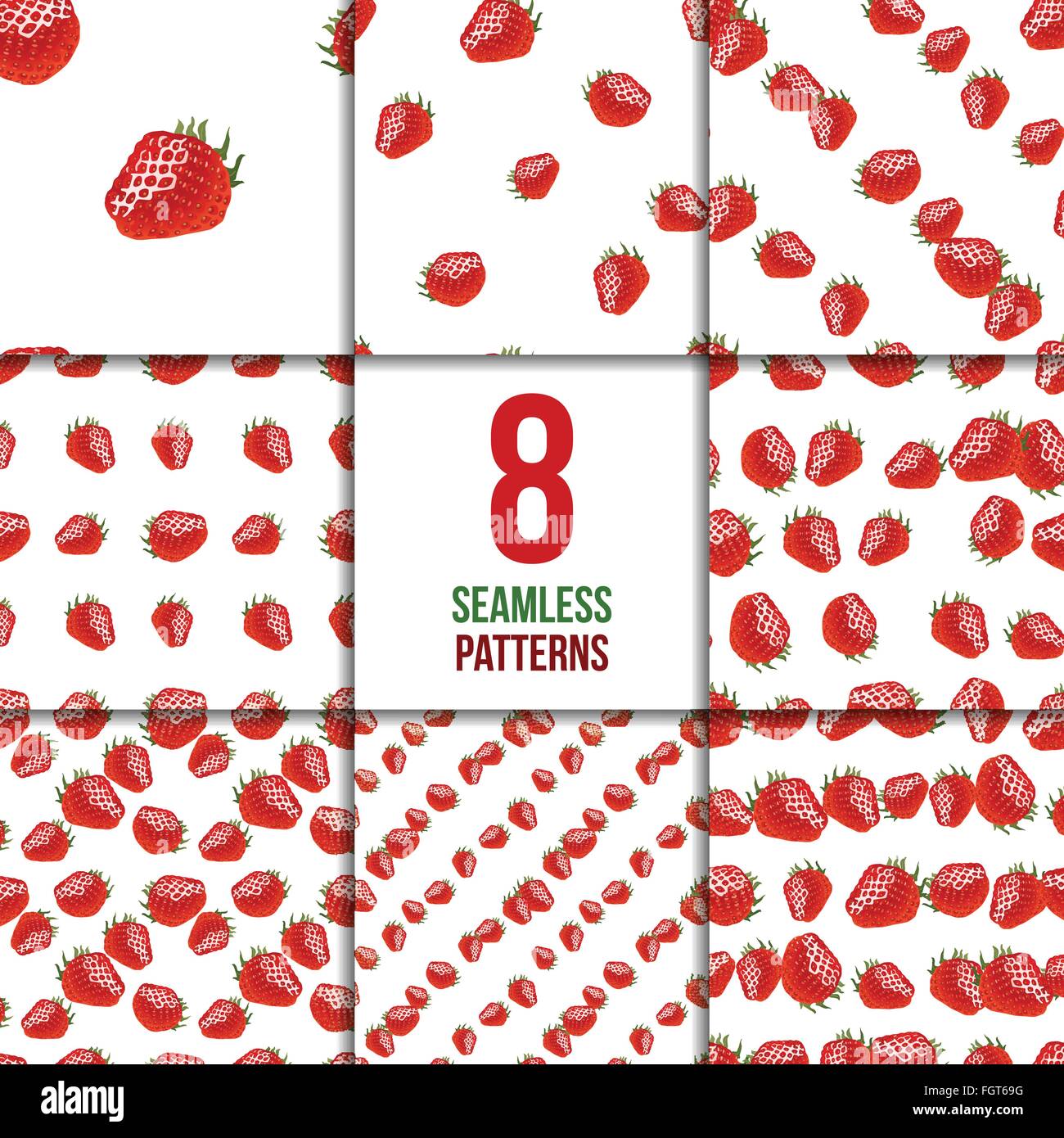 Seamless pattern set with strawberry Stock Vector Image & Art - Alamy