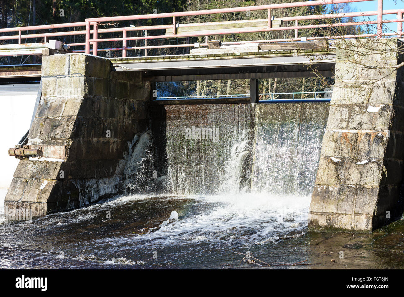 Low tech water level control at a small hydroelectric dam. Robust