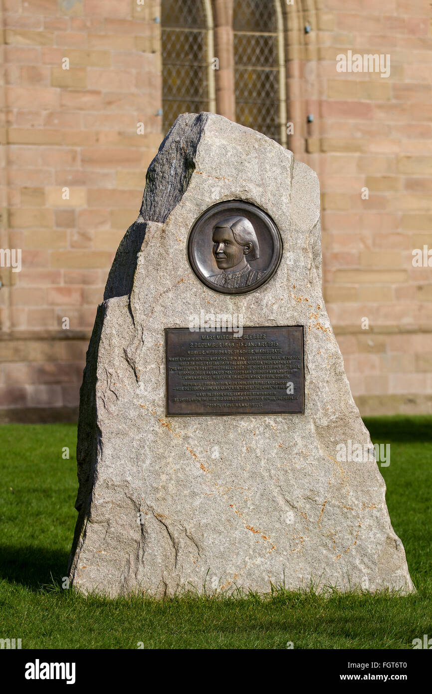 Mary Mitchell Slessor monument erected on January 2015 on the 100th anniversary of her death at the Steeple church in Dundee, UK Stock Photo