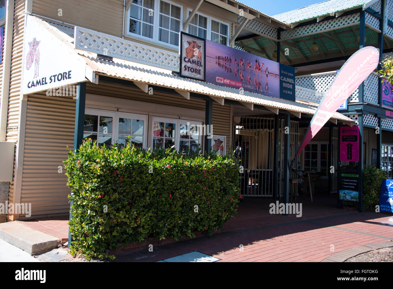 The Red Camel store and head office  that offer camel sunset rides on Cable Beach. The shop is on Dampier Terrace in Chinatown Stock Photo