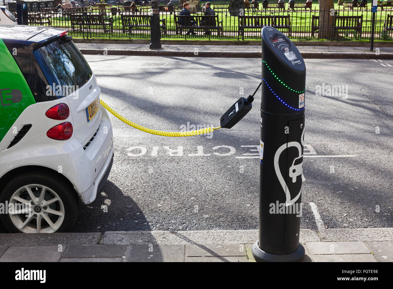 An electric car charging in Mayfair, London Stock Photo Alamy