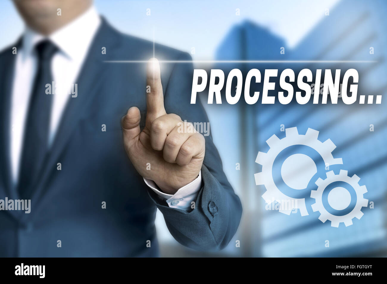 processing browser is operated by businessman Stock Photo - Alamy