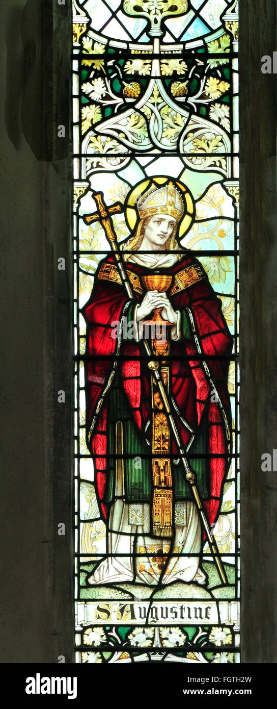 St. Augustine, stained glass window by J. Powell & Son, 1900, Blakeney ...