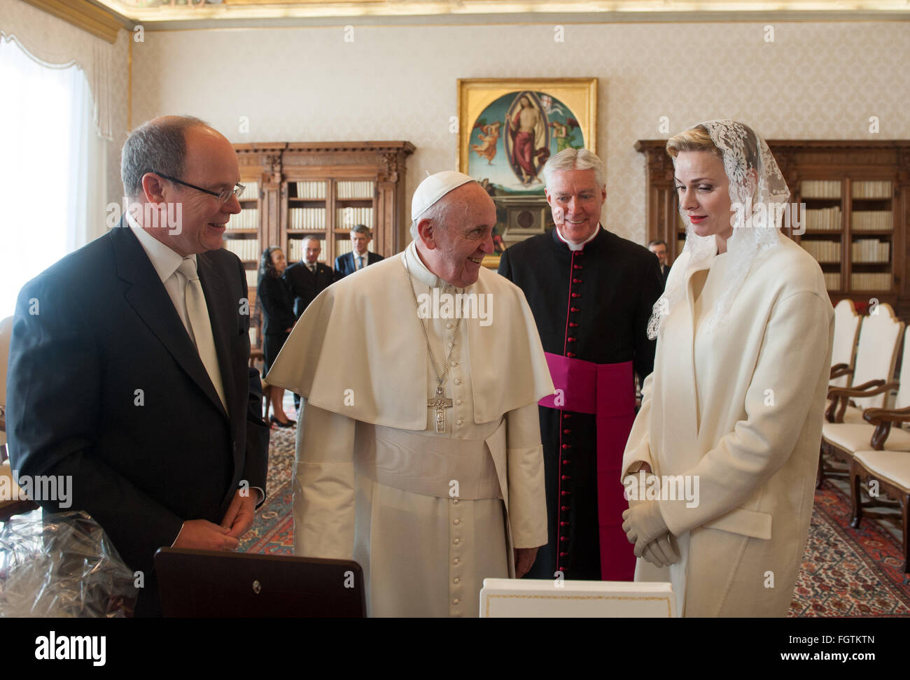 Prince Albert II and Princess Charlene of Monaco meet with Pope Francis