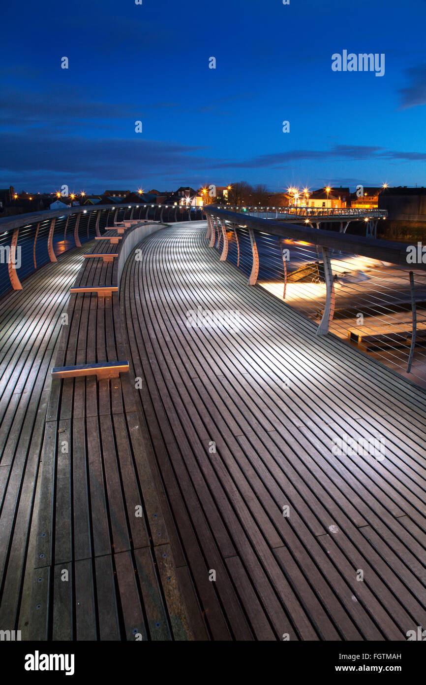 Castleford Footbridge over the River Aire at Dusk Castleford Yorkshire