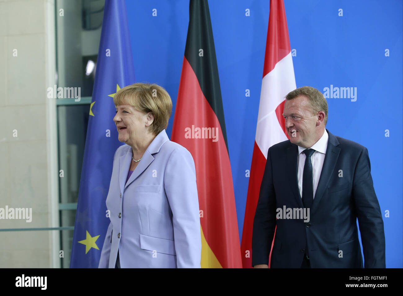 Merkel meets Rasmussen in Berlin Stock Photo