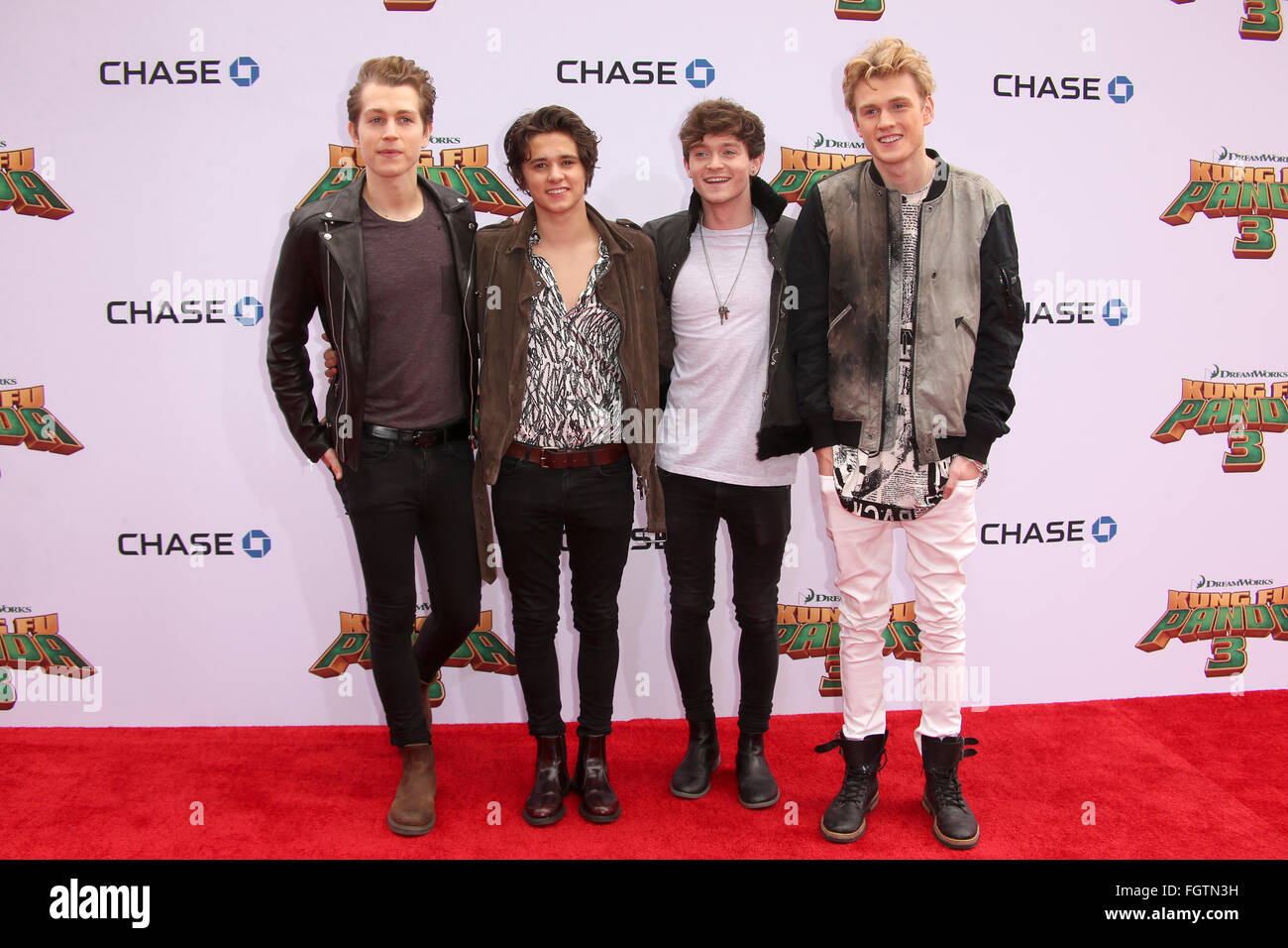 World premiere of 'Kung Fu Panda 3' - Arrivals  Featuring: Connor Ball, Tristan Evans, James McVey, Brad Simpson Where: Los Angeles, California, United States When: 16 Jan 2016 Stock Photo