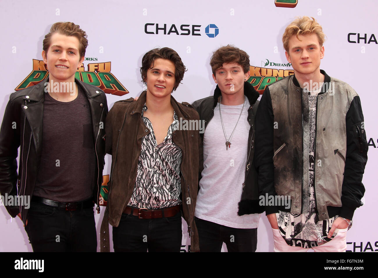 World premiere of 'Kung Fu Panda 3' - Arrivals  Featuring: Connor Ball, Tristan Evans, James McVey, Brad Simpson Where: Los Angeles, California, United States When: 16 Jan 2016 Stock Photo