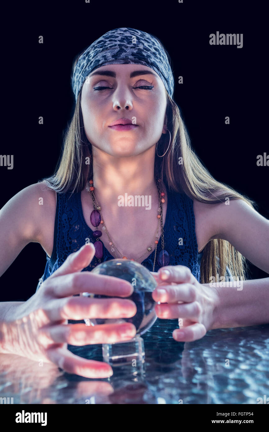 Fortune teller using crystal ball Stock Photo Alamy
