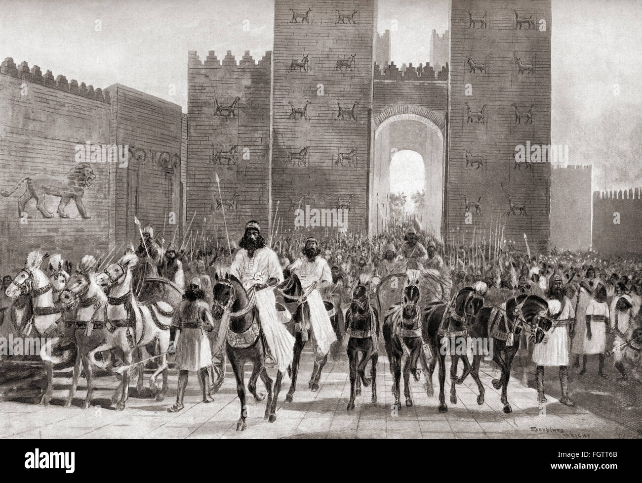 The state entry of Cyrus into Babylon, c. 540 BC. Cyrus II of Persia, c. 600/ 576 530 BC, aka