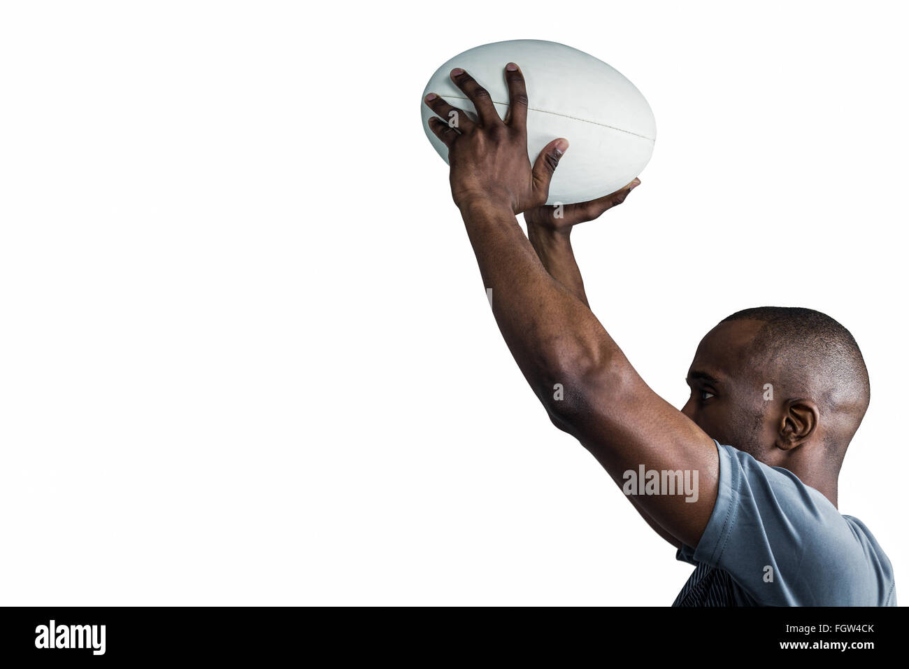 Athlete throwing rugby ball Stock Photo Alamy